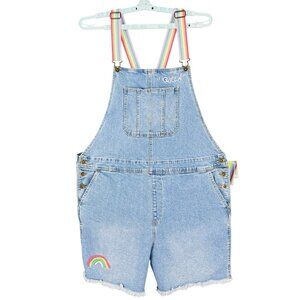 NWT Takepride Women's Blue Rainbow Queen Stretch Denim Shortalls Overalls Sz XXL